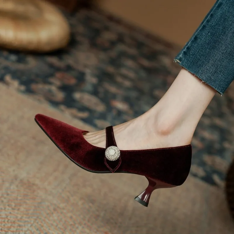 Women Shoes Heels - Sepatu Mary Jane Wanita Vintage Berwarna