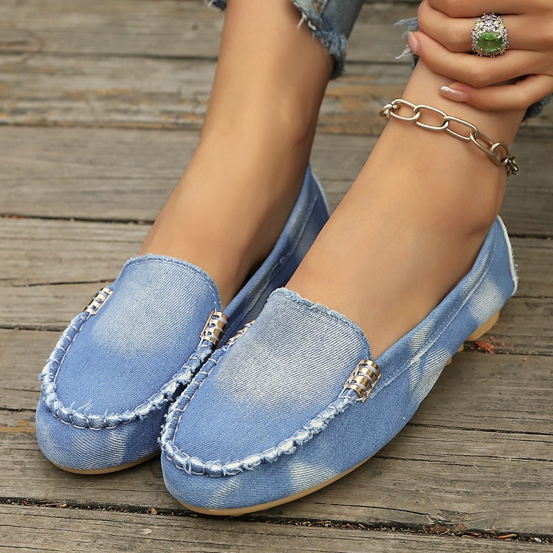 Women Shoes Loafers - Sepatu Loafer Kasual Nyaman Warna Biru