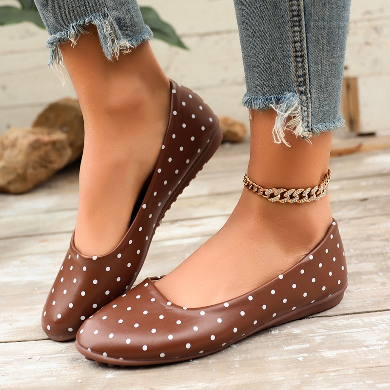 Sepatu Flat Wanita Putih Polka - Women Shoes Loafers ulasan dan harga