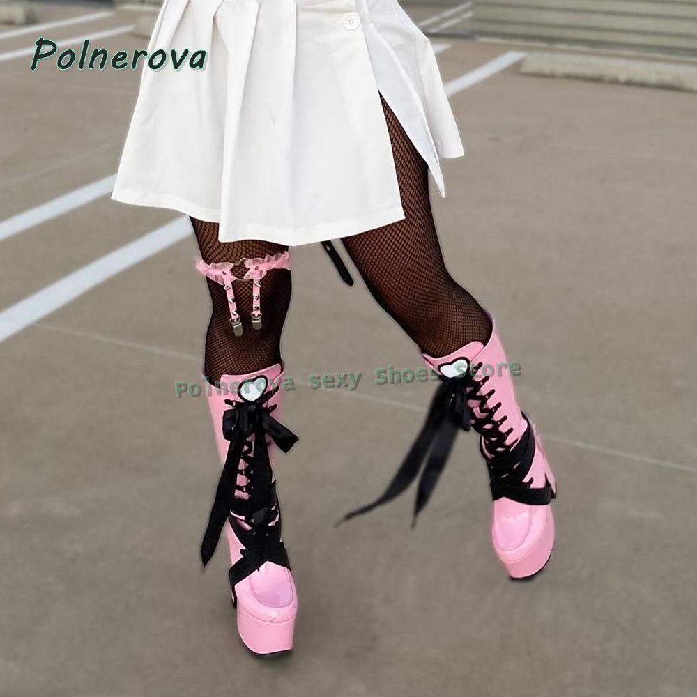 Sepatu Boots Wanita Pink Platf - Wedge Heeled Sneaker ulasan dan harga