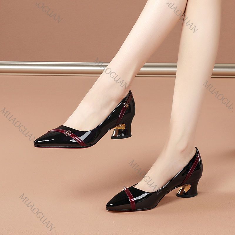 Sepatu Hak Tengah Tebal Kulit  - Women'S Shoes Professional ulasan dan harga