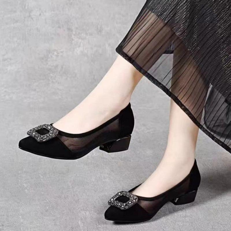 Sepatu Pumps Hak Blok Berujung - Women Shoes Heels ulasan dan harga