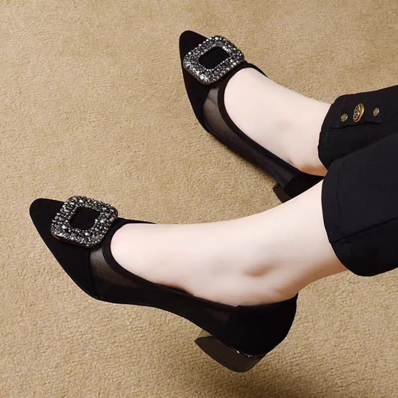 Sepatu Pumps Hak Blok Berujung - Women Shoes Heels ulasan dan harga